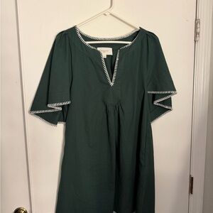 Pomander Place Dark Green Dress with White Accents
